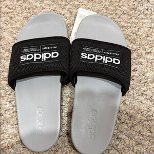 Adidas Black and Gray Comfort Slides